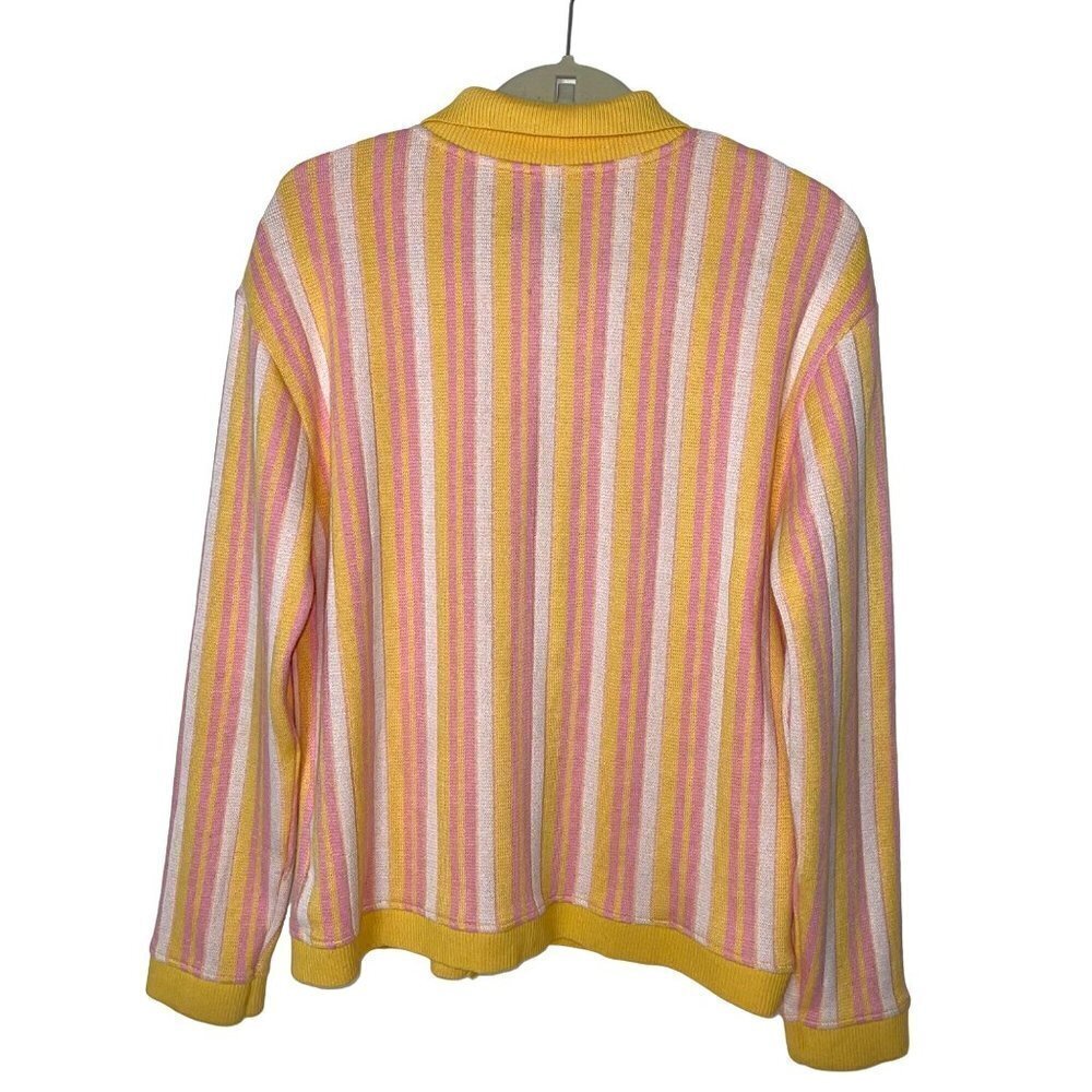 Zara Womens Cardigan Size Small Button Front Long Sleeve Yellow Pink Striped - Picture 2 of 8